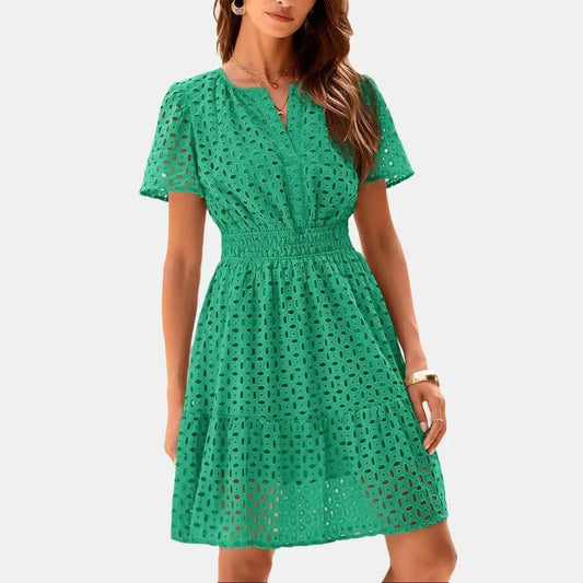 Harper Elegant Short Sleeve A-Line Summer Dress